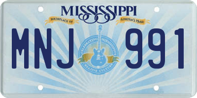 MS license plate MNJ991