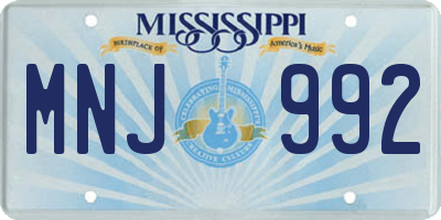 MS license plate MNJ992