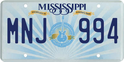 MS license plate MNJ994