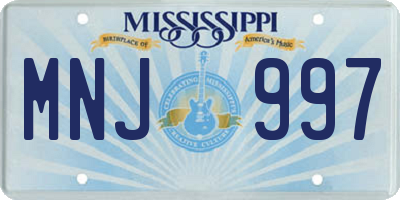 MS license plate MNJ997