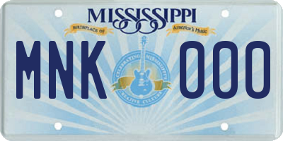 MS license plate MNK000