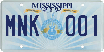 MS license plate MNK001