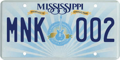 MS license plate MNK002