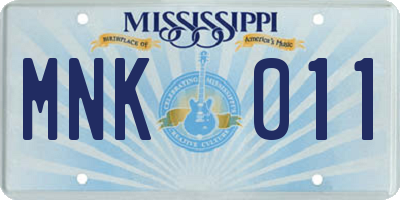MS license plate MNK011