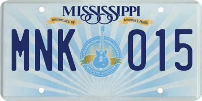 MS license plate MNK015