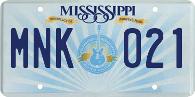 MS license plate MNK021