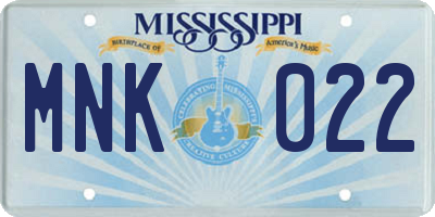 MS license plate MNK022