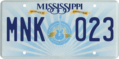 MS license plate MNK023