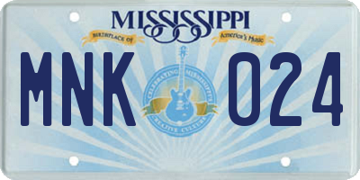 MS license plate MNK024