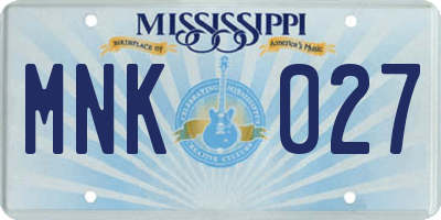MS license plate MNK027