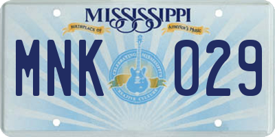 MS license plate MNK029