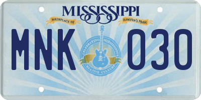 MS license plate MNK030