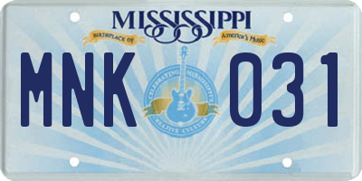 MS license plate MNK031