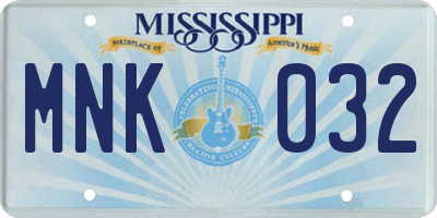 MS license plate MNK032