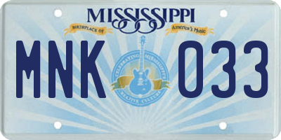 MS license plate MNK033
