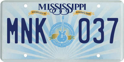 MS license plate MNK037