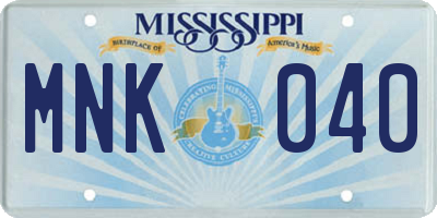 MS license plate MNK040