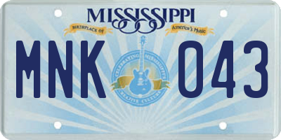 MS license plate MNK043