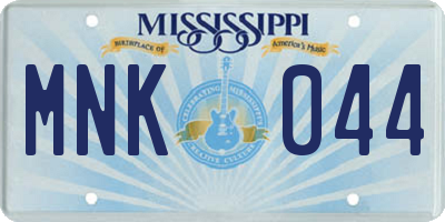 MS license plate MNK044