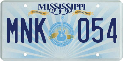 MS license plate MNK054
