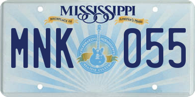 MS license plate MNK055