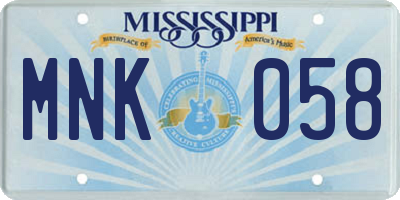 MS license plate MNK058