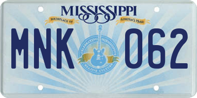 MS license plate MNK062