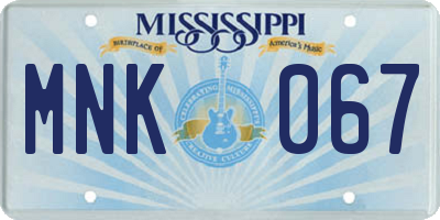 MS license plate MNK067