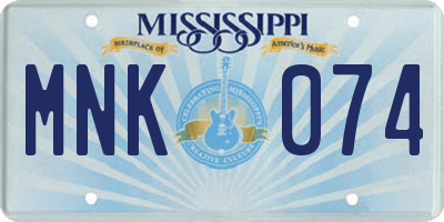 MS license plate MNK074