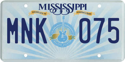MS license plate MNK075