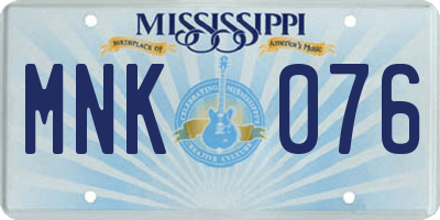 MS license plate MNK076
