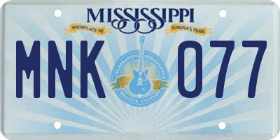 MS license plate MNK077