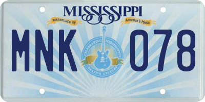 MS license plate MNK078