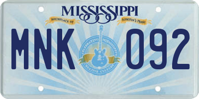MS license plate MNK092