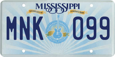 MS license plate MNK099