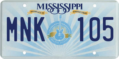 MS license plate MNK105