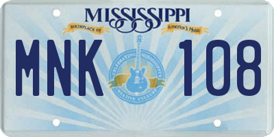 MS license plate MNK108