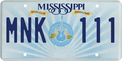 MS license plate MNK111