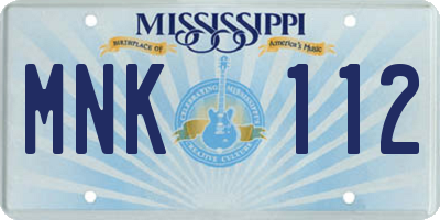 MS license plate MNK112