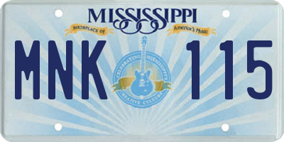 MS license plate MNK115