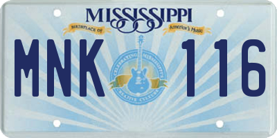 MS license plate MNK116