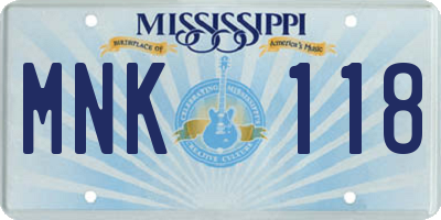 MS license plate MNK118