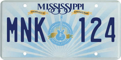 MS license plate MNK124