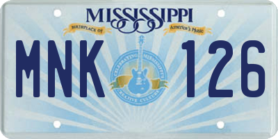 MS license plate MNK126