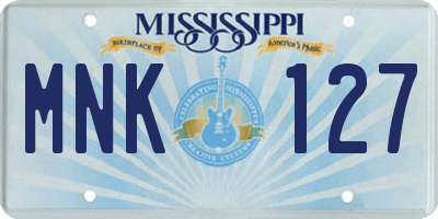 MS license plate MNK127