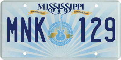 MS license plate MNK129