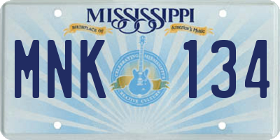 MS license plate MNK134