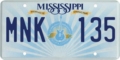 MS license plate MNK135