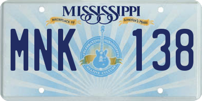 MS license plate MNK138