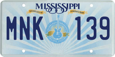 MS license plate MNK139
